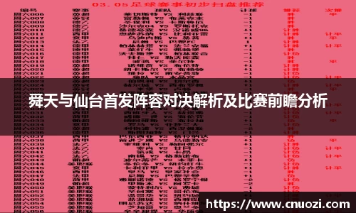 舜天与仙台首发阵容对决解析及比赛前瞻分析